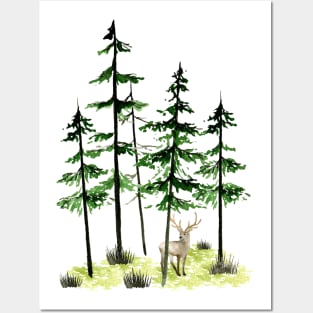 Watercolor forest Posters and Art